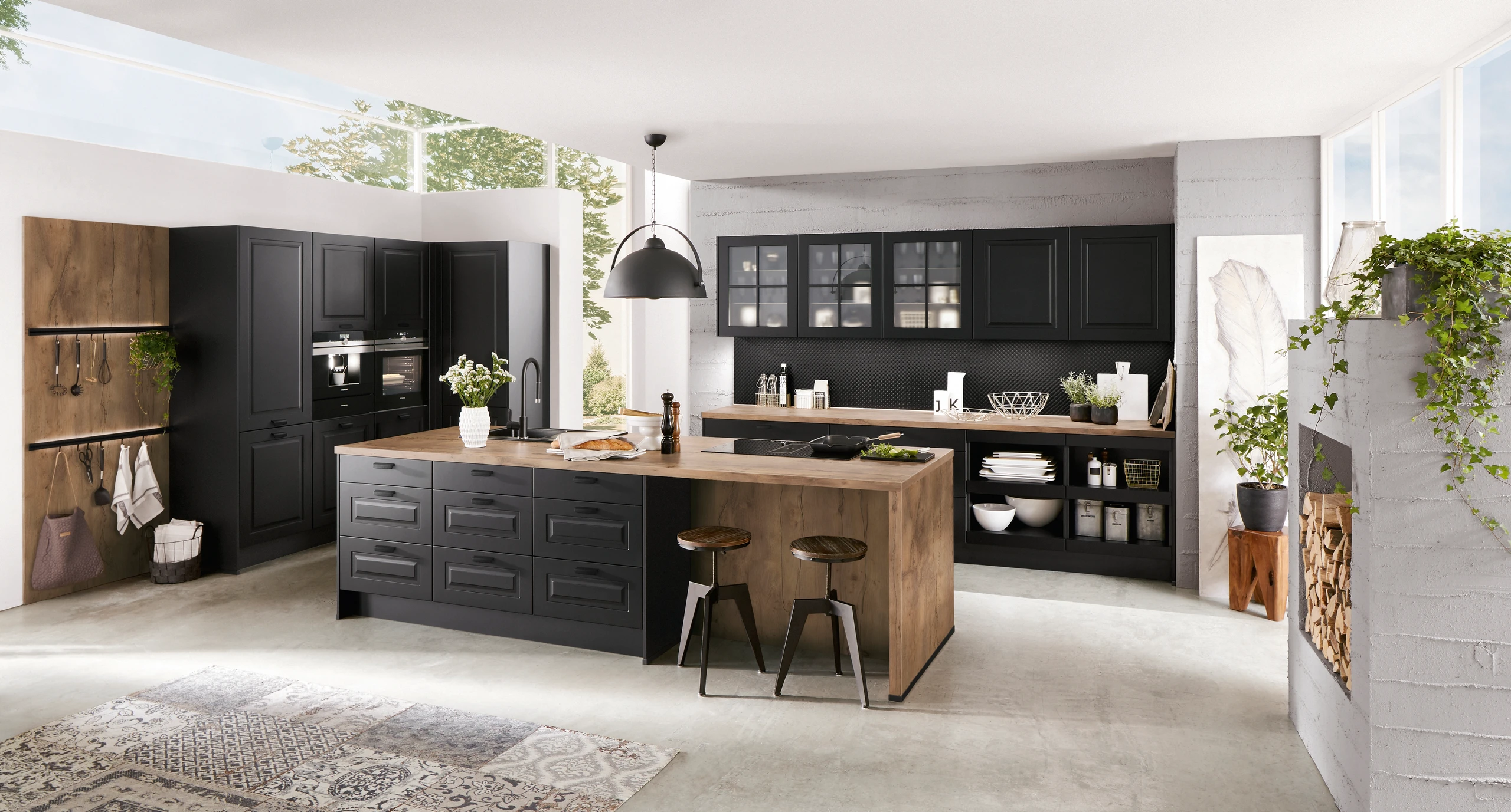 Modern Tempo kitchen configuration with island and storage solutions